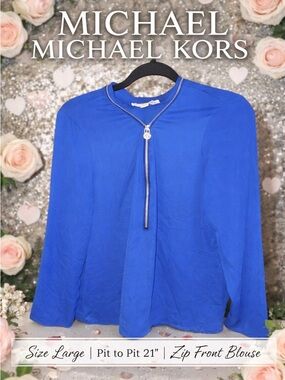 Michael Michael Kors blue zip front blouse size large